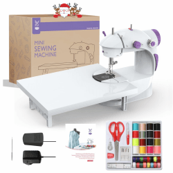 KPCB Nähmaschine Mini mit Verlängerungstisch, Benutzerfreundlich und praktisch Purple And White