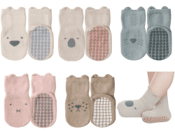 Exemaba Rutschfeste Socken für Baby Mädchen Jungen 5 Paar Kinder Anti Rutsch Socken Sportsocken Stoppersocken 1-3 Jahre 5 colores