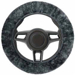 WALSER Lammfell Lenkradbezug Auto, 100% Lammfell Lenkradschutz Auto, Auto Lenkradbezug, Lenkradbezug Fell, Lenkrad Bezug, Auto Winter Zubehoer, Lenkradbezug Winter, Lenkrad Wärmer anthrazit 19545 Lenkradbezug Anthrazit