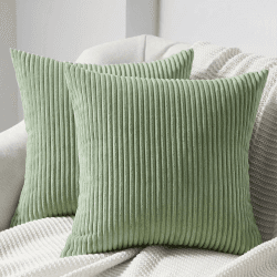 Topfinel Kissenbezug 50x50 grün Kordsamt 2er Set gestreiftes Muster Kissenbezüge Kissenhülle Dekokissen Sofakissen Couchkissen Dekokissen Zierkissenbezug Deko Kissenhüllen Wohnzimmer Schlafzimmer 50 x 50 cm, 2 Stück Grün