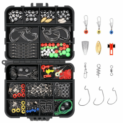 Vicloon Angelhaken Kit, Angelzubehör Set inkl. Jig Haken, Bullet Bass Werfen Sinker Gewichte, Verschiedene Angeln Wirbel Snaps, Sinker Slides, Angelleine Perlen usw mit Angehen Box 191pcs
