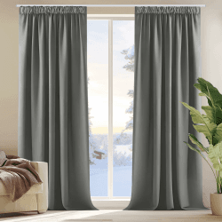 Deconovo Vorhänge Blickdicht Gardinen mit Kräuselband Vorhang Schlafzimmer Warm Verdunkelungsvorhang, 175x140 cm(HöhexBreite), Hellgrau, 2er Set H175 x B140 cm (2er Pack) Hellgrau
