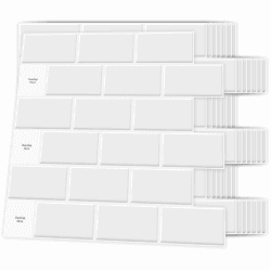 Art3d Keramikfliesen Metro Fliesen Selbstklebend fliesenaufkleber klebefliesen küche 3d Wandpaneele Weiß 30 x 30cm Schneeweiß