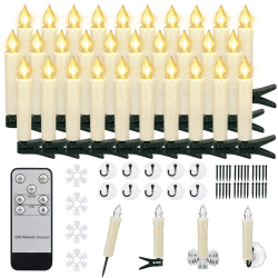 ZIYOUDOLI 30er LED Weihnachtskerzen Christbaumkerzen Kabellose Weihnachtsbaumkerzen mit Fernbedienung Timer Flackernde Dimmbar für Weihnachtsbaum Lichterkette Gartendekoration im Freien(30stk) 30 Stück