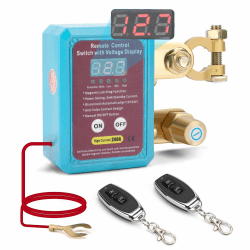 12V Drahtloser Ferngesteuerter Auto Batterie Trennschalter, 12V 240A Remote Batterietrennschalter mit Fernbedienung Kill Switch, Funkschalter 12V mit Voltmeter für Auto Traktor Motorrad RV ATV Boot Mit LED-Anzeige