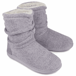 LongBay Damen Chenille Strick Warme Stiefel Hausschuhe Weiche Plüsch Fleece Booties Slipper Memory Foam Frauen Bootee Hausschuhe Haus Schuhe 38/39 EU Light Grau
