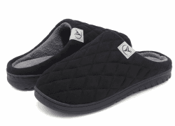 VIFUUR Herren Damen Hausschuhe Memory Foam Pantoffeln Short Plüschfutter rutschfeste Sohle Hausschuhe Indoor Outdoor 38/39 EU Schwarz