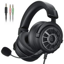 EKSA PC Gaming Headset, PS4 Gaming Kopfhörer mit Mikrofon, Over Ear kopfhörer 3.5 mm Kabel, Abnehmbarem Noise Cancelling Mic, Bass Surround Sound, Headphones für PS5 Gamer, Xbox, Switch, Laptop Schwarz