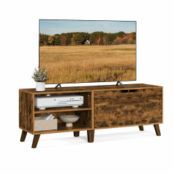 VASAGLE TV-Schrank, Fernsehtisch mit 2 Türen, 140 cm lang, TV-Regal für Fernseher bis zu 60 Zoll, verstellbare Ablagen, für Wohnzimmer, Esszimmer, Schlafzimmer, vintagebraun LTV027X01 140L cm Vintagebraun