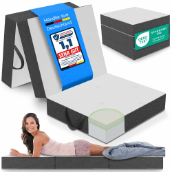 maxVitalis Premium Visco Klappmatratze 75x195 cm, extra hoch 15 cm, Gästematratze klappbar, Faltmatratze, Faltbare Matratze, Bandscheibenwürfel, Reisematratze, Gästebett klappbar, Klappbett waschbar Grau/Weiß 75 x 195 x 15 cm