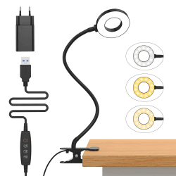 iZELL 23 LED Leselampe Bett Dimmbar -【3 Modi & 10 Helligkeitsstufen】 Augenschutz Klemmlampe mit 40cm Flexiblem Schwanenhal, Buchlampe, Schreibtischlampe mit 10W USB-Ladegerät 40cm Schwanenhals