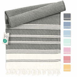 Fit-Flip Hamamtuch aus 100% recycelter Baumwolle – nachhaltig und natürlich – Saunatuch, Strandtuch, Duschtuch, Badetuch, Yogatuch – Anthracite – 100x200cm Diamond 02 Anthracite - Diamond 100x200cm