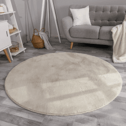 TT Home Wohnzimmer Teppich Hochflor Langflor Kunstfell Weich Modern Unifarben Flauschig, Farbe: Creme, Größe:160 cm Rund 160 cm Rund Creme