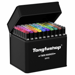 Tongfushop Marker Stifte Set, 80 Farben Meißel & Feine Verdoppelt Spitzt Alkohol Stifte Set, 2 Sekunde Schnell Trocknende Kunst Sketch Filzstifte Set für Zeichnung, Design, Rendering, Brief, Manga