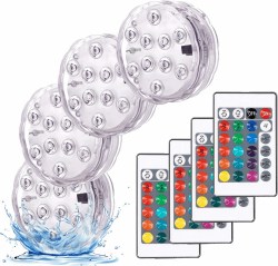 daphomeu Farbige Landschaftsbeleuchtung, dekorativ, LED-Beleuchtung, wasserdicht, Set mit 4 bunten RGB, tauchfähig, mit Fernbedienung, ideal für Aquarium, Badewanne, Pool, Garten, Mittelfeld, Aquatik 4 paquets