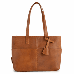 Berliner Bags Vintage Arbeitstasche Julia, Große Umhängetasche aus Leder, Schultertasche mit Schlüsselanhänger, Handtasche für Damen - Braun Julia 1.0