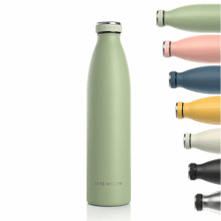 LARS NYSØM Edelstahl Trinkflasche 350ml, 500ml, 750ml, 1L, 1 5 liter | BPA-Frei Thermosflasche Kohlensäure geeignet | Auslaufsichere Wasserflasche für Sport, Outdoor, Schule (Sage, 1000ml) Sage 1000 ml