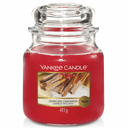 Yankee Candle Duftkerze im Glas (mittelgroß) | Sparkling Cinnamon | Brenndauer bis zu 75 Stunden mittelgroße Kerze Sparkling Cinnamon