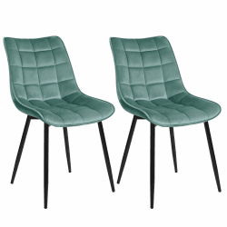 WOLTU Esszimmerstühle BH142ts-2 2er Set Küchenstuhl Polsterstuhl Wohnzimmerstuhl Sessel mit Rückenlehne, Sitzfläche aus Samt, Metallbeine, Türkis Türkis Samt