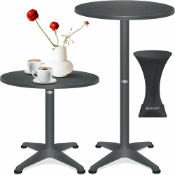 KESSER® 2in1 Stehtisch Bistrotisch 1er Set | Aluminium Edelstahlplatte | höhenverstellbar 70cm / 115cm | Partytisch Tisch Ø 80cm | In- & Outdoor | Empfangstisch | Anthrazit Ø 80 cm 1er Set Anthrazit