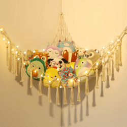 VISATOR Aufbewahrung Netz Hängend Spielzeug Organizer Kinderzimmer Stofftier Hängematte für Kuscheltiere Teddy Eckspielzeug für Schlafzimmer, Weiss