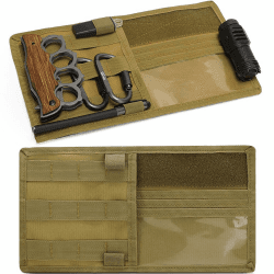 MUCHER 2 Pack Auto Sonnenblende Organizer Car Sun Visor Organizer Molle Visier Panel Organizer Taktische Auto Interieur Zubehör Multifunktion Aufbewahrungstasche für Kartenlizenzschlüssel usw. (Khaki)