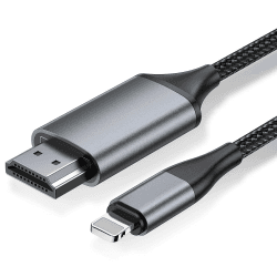 HDMI-Kabel für iPhone, HDMI-Konverter-Kabel, zur Übertragung von i-Phone, i-Pad oder i-Pod auf TV, HDMI-Anschlusskabel, iOS 17, 16, 15, 14, YouTube-TV-Ausgang, HD-Auflösung 1080P, 2 m 2.0 Meter