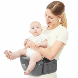 Bebamour Babytrage Hüftsitz Ergonomischer Taillen-Babysitz für Neugeborene Kleinkinder & Kinder 3 in 1 Baby Fronttrage Neugeborenes bis Kleinkind(Air Grey) Free 06 Air Grey