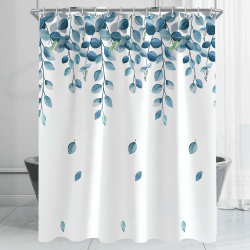 Lerores Duschvorhang 180x200cm Grün Blätter Pflanze Beschwerter Saum Antischimmel Textil, Wasserabweisend, Waschbar Polyester Stoff Badevorhänge für Badezimmer, Badewanne mit 12 Duschvorhangringe Multi 09 H200 x B180 cm (1er Pack)