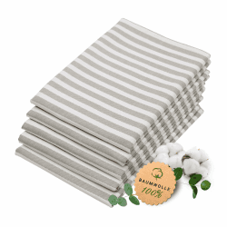 ZOLLNER 5er Set Geschirrtücher Baumwolle in 50x70 cm - saugstarke und langlebige Küchentücher - waschbar bis 60°C – in grau gestreift- Gastronomiequalität - Oeko Tex® Zertifiziert Grau 50 x 70 cm