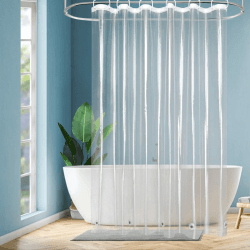 EurCross Transparent Duschvorhang 180x200 mit 5 Magnete Unten für Badewanne, Antischimmel Wasserdicht Duschvorhänge, Plastik PEVA Badvorhang für Badezimmer mit 12 Haken Transparent H200 x B180 cm (1er Pack)