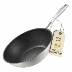 SILBERTHAL Wokpfanne Induktion 28 cm - Edelstahl Wok mit Anti-Haftbeschichtung - Für alle Herdarten - Backofenfest Beschichtet Wok 28 cm