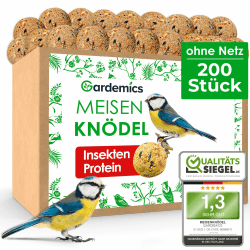 Gardemics Meisenknödel ohne Netz für Wildvögel, Insekten-Knödel [200 Stück] [18 kg] Wildvogelfutter mit Insekten für Artenvielfalt im Garten | Proteinreiches Ganzjahresfutter Insekten-Protein 18 kg (1er Pack)