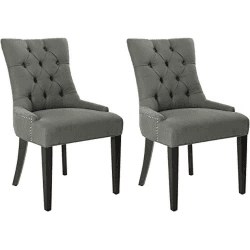 SAFAVIEH Set of 2 Modern Upholstered Chairs, in Grey Grau