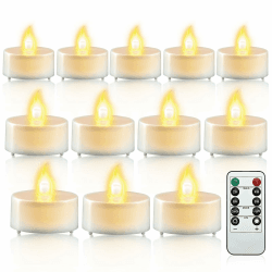 cimetech 12 Led Teelichter mit Timer Fernbedienung Flammenlose Led Kerzen Elektrische Flackernde Batteriebetriebene Teelichter für Zuhause, Zimmer, Tisch, Halloween, Weihnachtsdekoration 12 Timer Teelicheter