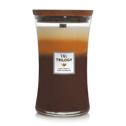 Große WoodWick Trilogy-Duftkerze im Sanduhrglas mit Pluswick-Innovation, Café Sweets, 1,13 kg Großes Sanduhrglas Café Sweets
