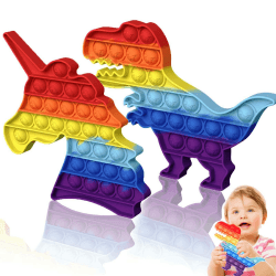 HOUT® 2 Packs Poppit Pop Fidget-Toy Set - Bubble Popet Antistress Spielzeug | Figetttoys Autismus braucht druckentlastendes Spielzeug Regenbogen Dinosaurier + Einhorn