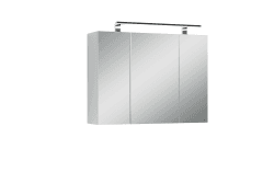 byLIVING Spiegelschrank Spree matt weiß mit Spiegeltüren Hängeschrank mit Soft-Close-Funktion Inkl. LED-Beleuchtung Badschrank mit Stecker- und Schalterdose B 80, H 60, T 20 cm Weiß Breite 80 cm