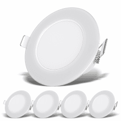 B.K.Licht - 5er Set LED Bad Einbaustrahler 230V flach, IP65, neutralweiße Lichtfarbe, Lochmass 68mm, LED Spot, Deckenspots, LED Spots, Einbauleuchten, Einbauspots LED, Badezimmer, 86x30 mm, Weiß