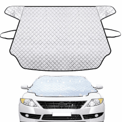 Frontscheibenabdeckung Winter, 153 * 125CM Windschutzscheibenabdeckung Auto Abdeckplane Winter Scheibenabdeckung Auto Winter Groß Die Gegen Schnee, EIS, Frost, Staub, Sonne Silber