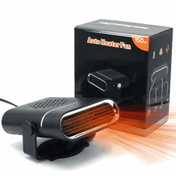 Auto Heizung, 2-in-1-Multifunktionauto Heizung, 150 W, 12v Heizung Tragbare, 360 ° freie Einstellung, Schnelles Aufheizen, Auftauen und Entnebeln, Schwarz