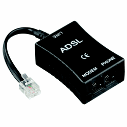 Hama ADSL Filter, RJ 11, Jack 6P 4C M/2 Jack 6P 4C F, Schwarz [Italien] Single