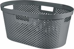 Curver Wäschesammler, 40 l, Anthrazit, recycelter Kunststoff Infinity Dots Wäschekorb, 40 l, recycelter Kunststoff Einzigartig Anthrazit