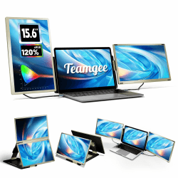 Teamgee Laptop Monitor Erweiterung für alle Laptops, 15,6’’ FHD 120% sRGB Portable Monitor, Plug & Play Display für Mac, Windows, Chrome, Linux, Android, DeX, PC 15,6''