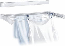 Leifheit Wandtrockner Telegant 72 Protect, 7,20m Wäscheleine für kleine Haushalte, platzsparender Trockner, Wäschereck mit Wandmontage, drinnen & draußen, Wäschetrockner für die Wäsche zwischendurch 7,2m