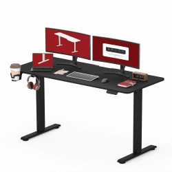 SANODESK Höhenverstellbarer Schreibtisch 140 x 60 cm Schreibtisch Höhenverstellbar Elektrisch Ergonomischer Steh-Sitz Tisch Computertisch für Heimbüro Homeoffice(schwarz) 140 x 60 cm Schwarz+schwarz
