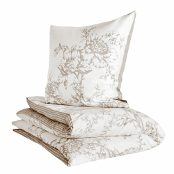 Zeitgeist Cholet Bettwäsche 135x200 cm - 100% Baumwolle, Reißverschluss, 2tlg Bettwäsche Set Blumen beige weiß 135 x 200, 80 x 80 cm Beige/Weiß