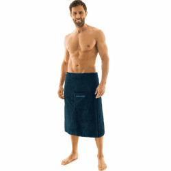 aqua-textil Wellness Saunakilt Herren 70 x 160 cm dunkel blau Baumwolle Saunasarong Frottee Kilt kurzer Schnitt Herren 70 x 160 cm 7) Dunkelblau Kilt