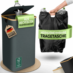 Glückstoff® Pfandflaschen Aufbewahrung [inkl. XXL Tragetasche] Sammel-Behälter Leergut Flaschenträger Pfandflaschen | Flaschensammler mit Loch Küche Abstellraum Flaschentasche | Grau