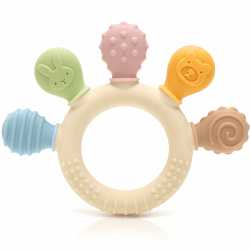 CAJA Beißring Baby - Beißspielzeug Zahnungshilfe aus Silikon, Baby, BPA-frei, Zahnen & Greifring für Babys - Sicheres Baby Spielzeug (Complexion Silikon Hand)